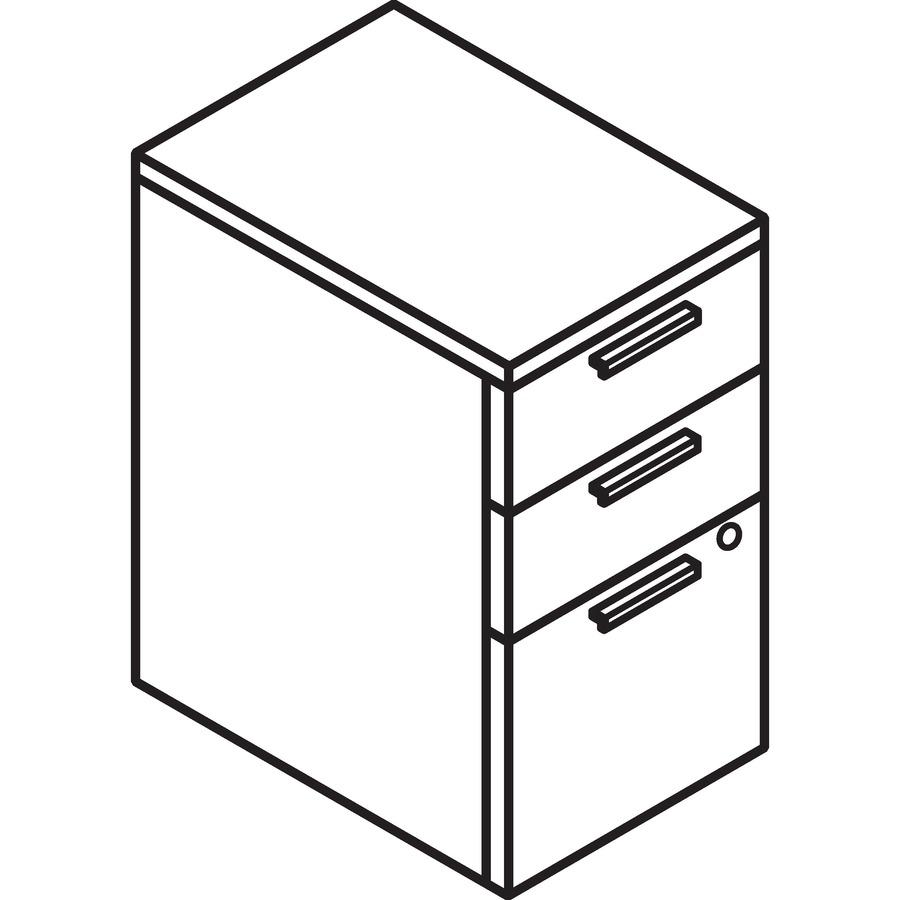 HON 10500 H105102 Pedestal - 15.8" x 22.8" x 28" - 3 x Box, File Drawers - Sterling Ash Finish