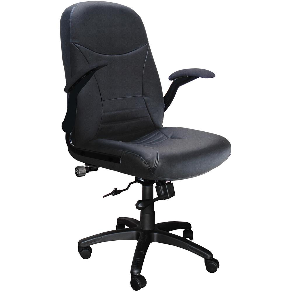 Mayline Big & Tall Executive Chair - Black Leather Seat - 5-star Base - Black