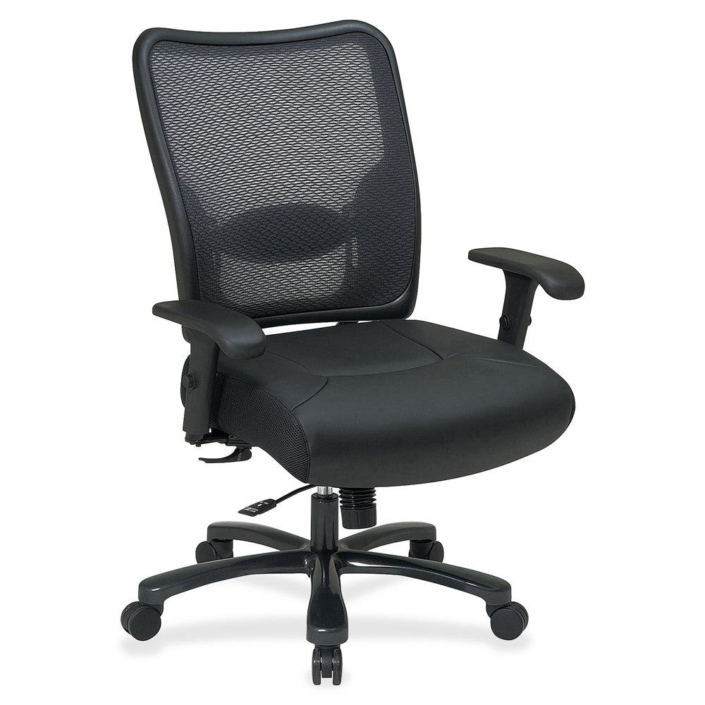 Office Star Space Task Chair - Leather Seat - 5-Star Base - Black - 22" Seat Width X 21" Seat Depth - 30.3" Width X 28.8" Depth X 44.5" Height
