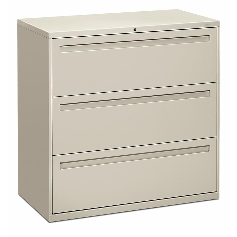 HON Brigade 700 H793 Lateral File - 42" x 18" x 40.9" - 3 Drawer(s) - Light Gray Finish