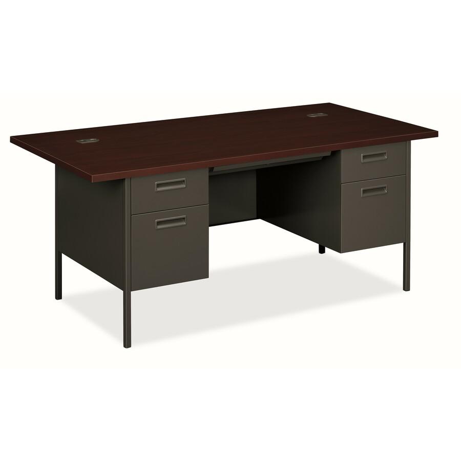Hon Metro Classic Hp3276 Pedestal Desk - 72" X 36" X 29.5" - 5 X Box, File Drawer(S) - Double Pedestal - Square Edge - Finish: Charcoal
