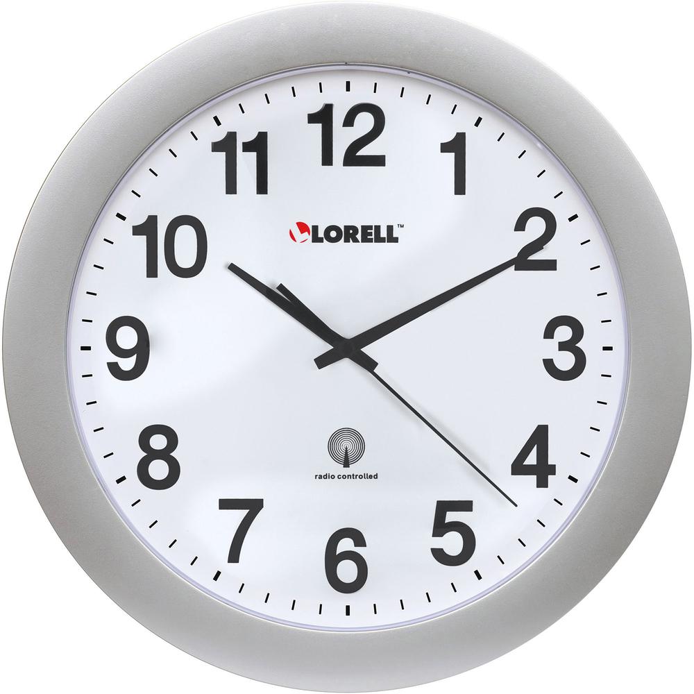 Lorell 12" Wall Clock - Analog - Quartz - White Dial - Silver/Plastic Case