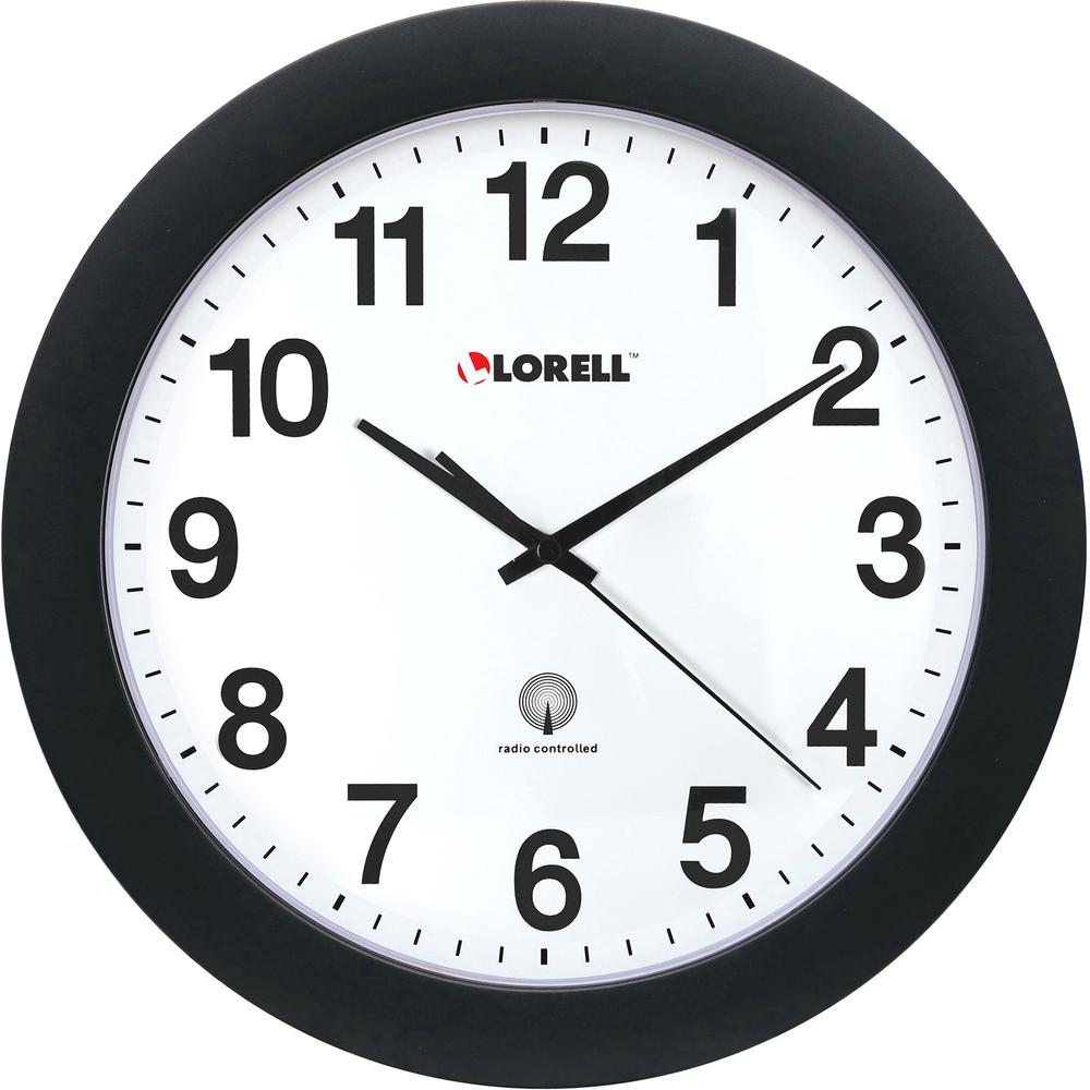 Lorell 12" Wall Clock - Analog - Quartz - White Dial - Black Case
