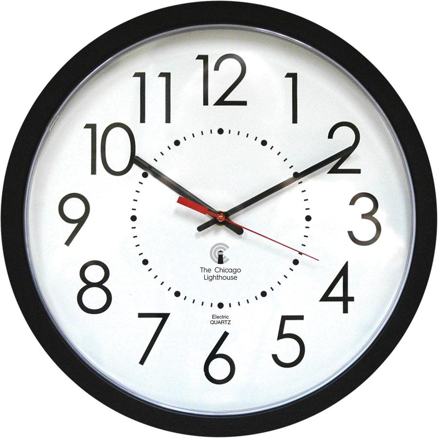 Chicago Lighthouse 14.5" Electric Wall Clock - Analog - White Main Dial - Contemporary Style