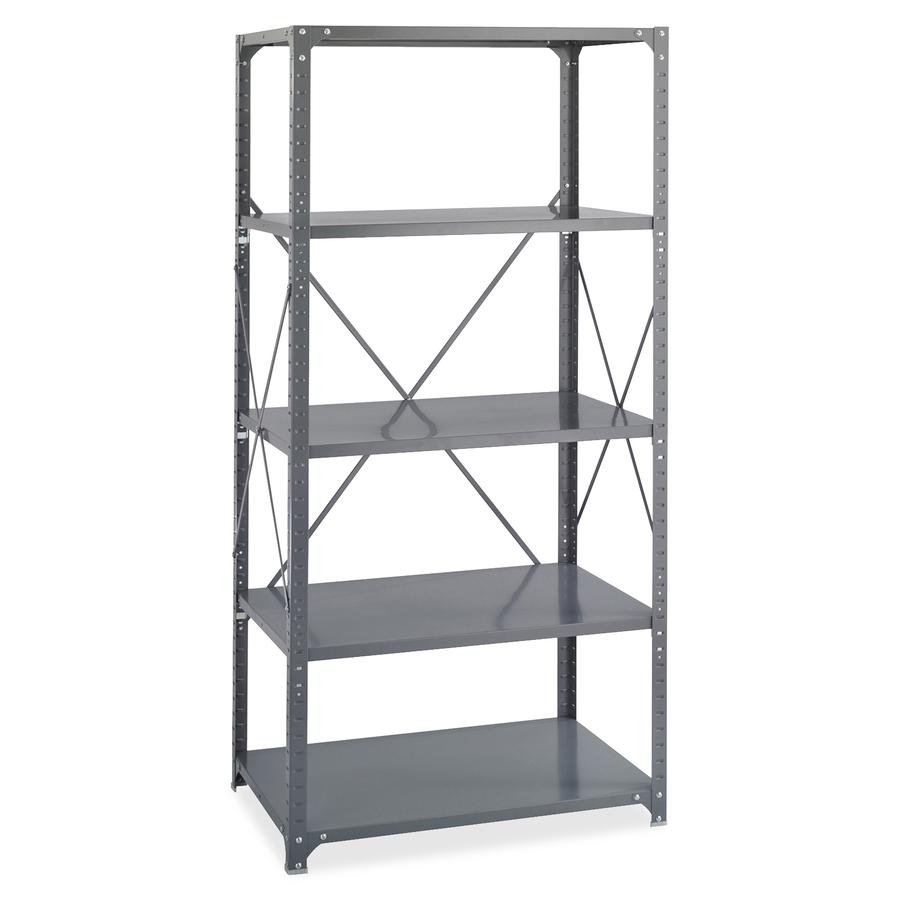 Safco Shelf Kit - 36" x 18" x 75" - 5 Shelves - 3500 lb Load Capacity - Dark Gray - Powder Coated Steel - Assembly Required