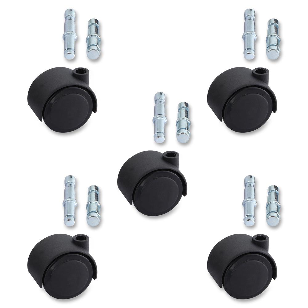 Lorell Premium Dual Soft Wheel Casters Set - 1.97" - Nylon/Metal - Black - 5/Set