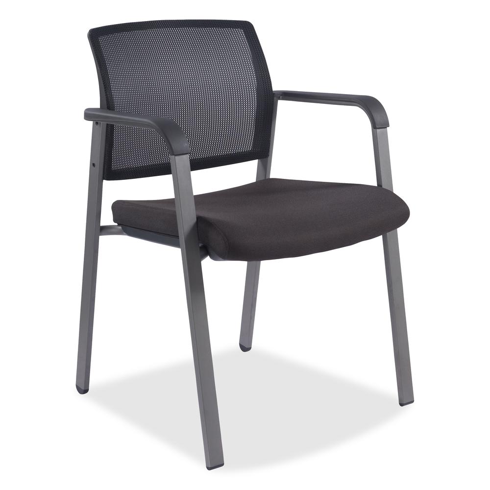 Lorell Guest Chair - Black Fabric, Plastic Seat and Back - 1 Each