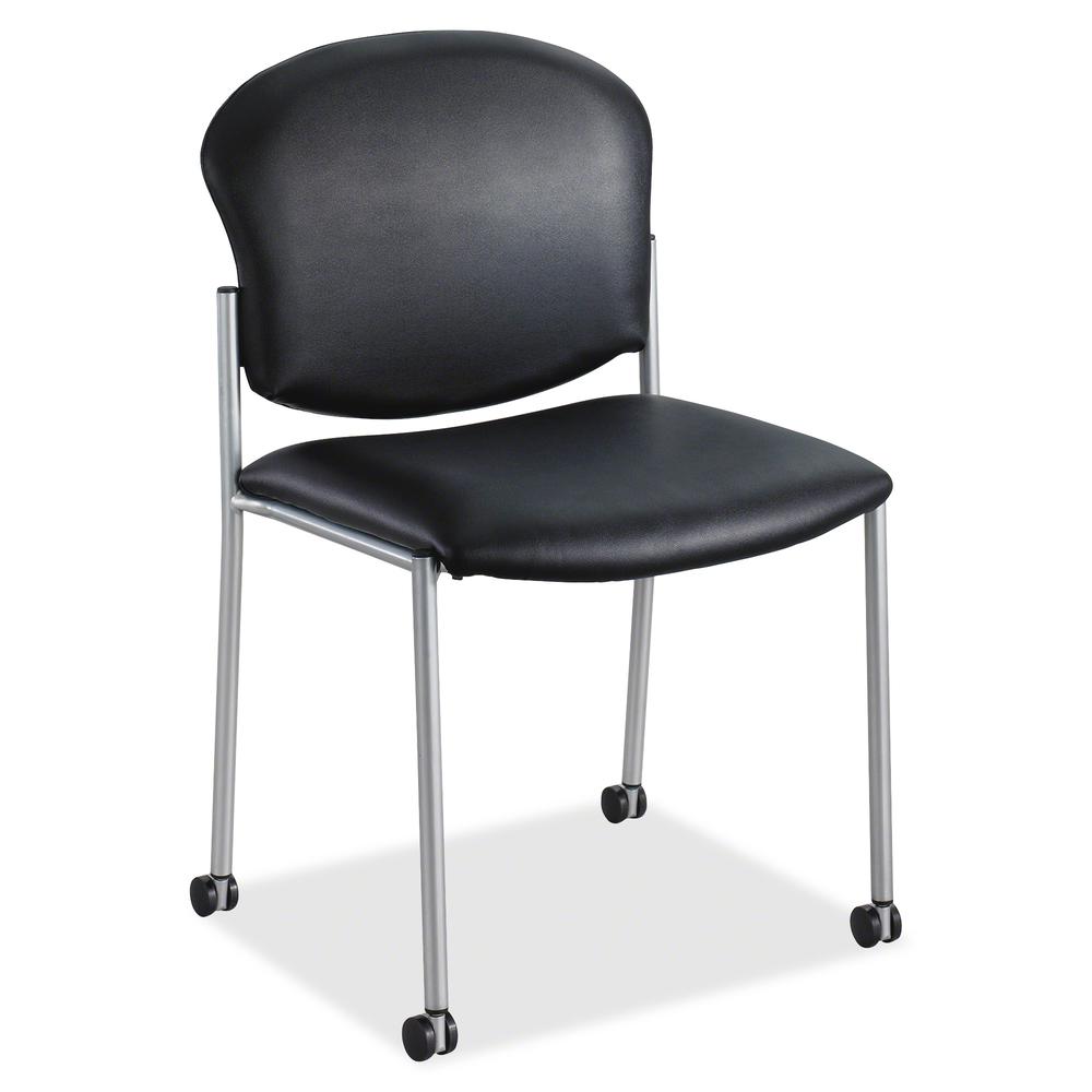 Safco Black Vinyl Diaz Guest Chair - Steel Frame - Rubber Base - 19" Seat Width - 18" Seat Depth - 33.5" Height