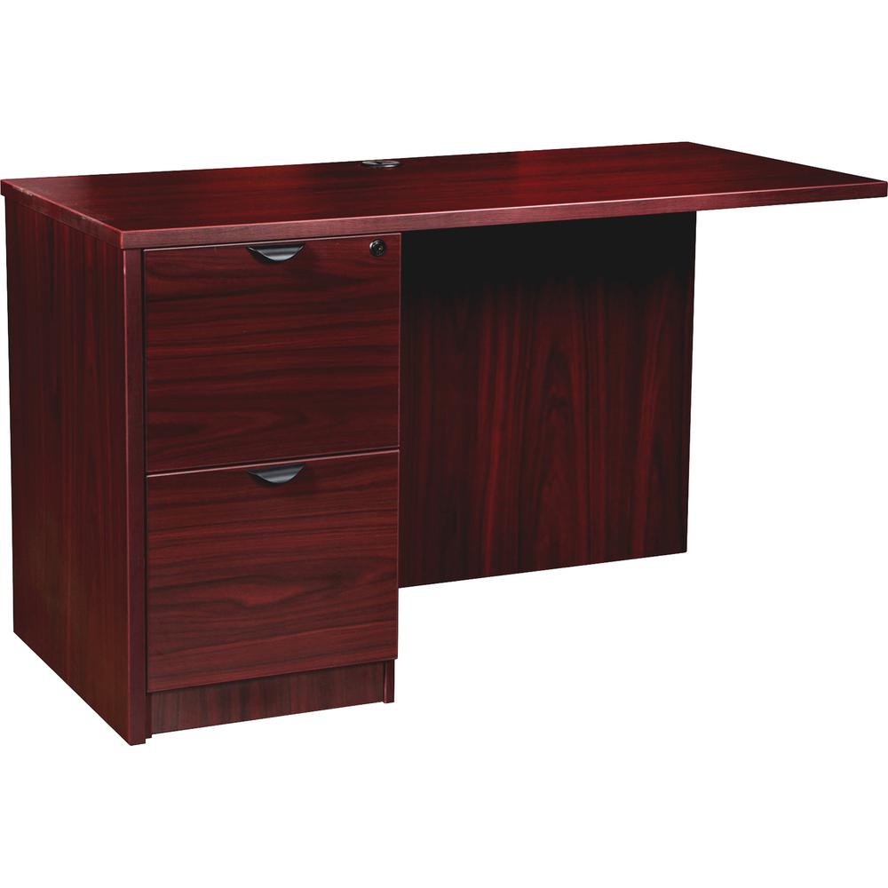 Lorell Prominence 2.0 Mahogany Laminate Left Return - 2-Drawer - 42" x 24" x 29" - 1" Top - 2 x File Drawer(s) - Band Edge - Material: Particleboard - Finish: Mahogany Laminate, Thermofused Melamine (TFM)