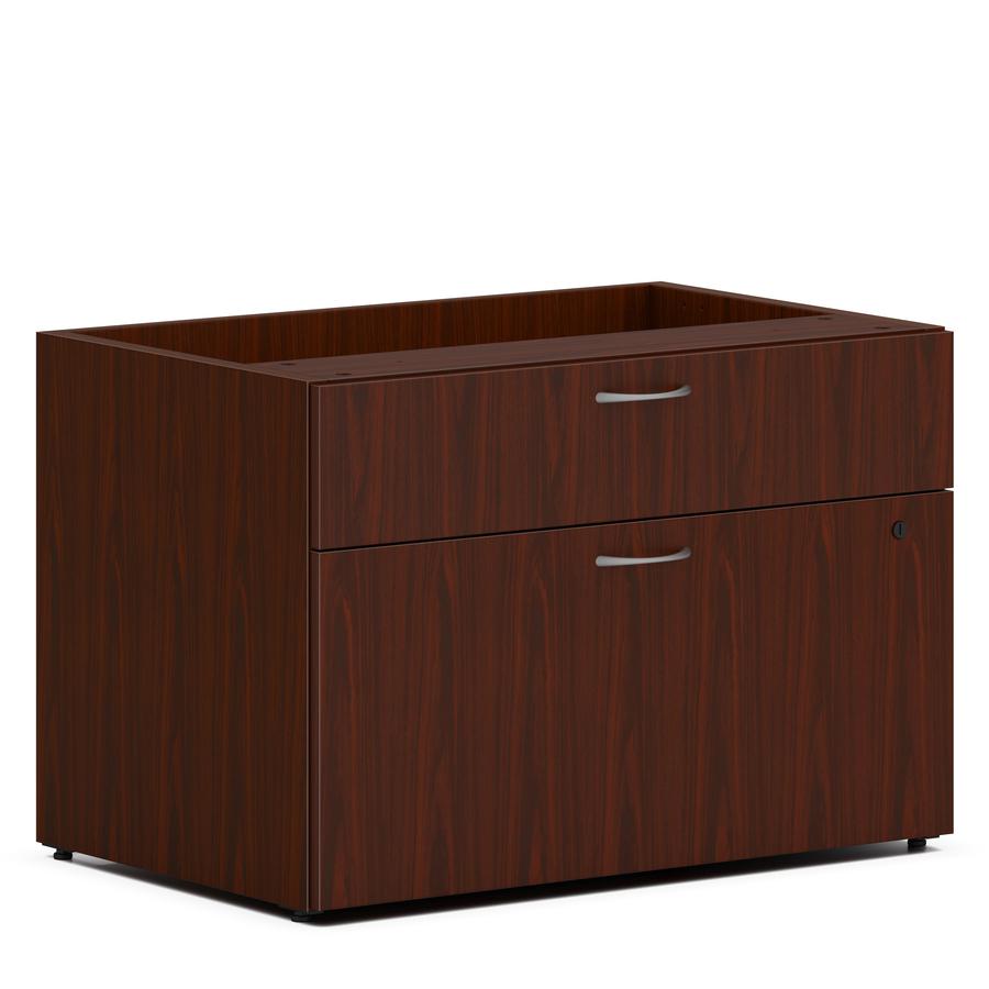 HON Mod Low Personal Credenza with 2 Drawers - 30"W - Traditional Mahogany Finish - 30" x 20" x 21" - Storage and File Drawers