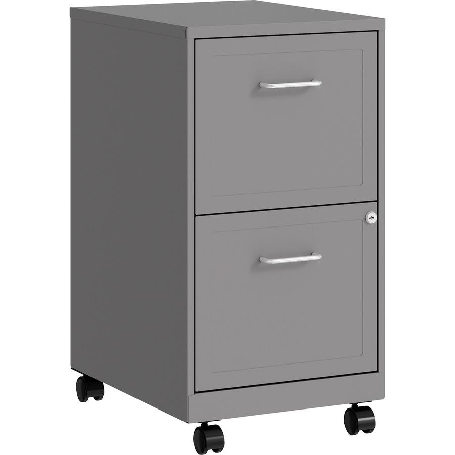 Lorell SOHO 18" 2-Drawer Mobile File Cabinet - Gray, Locking Drawer, Pull Handle