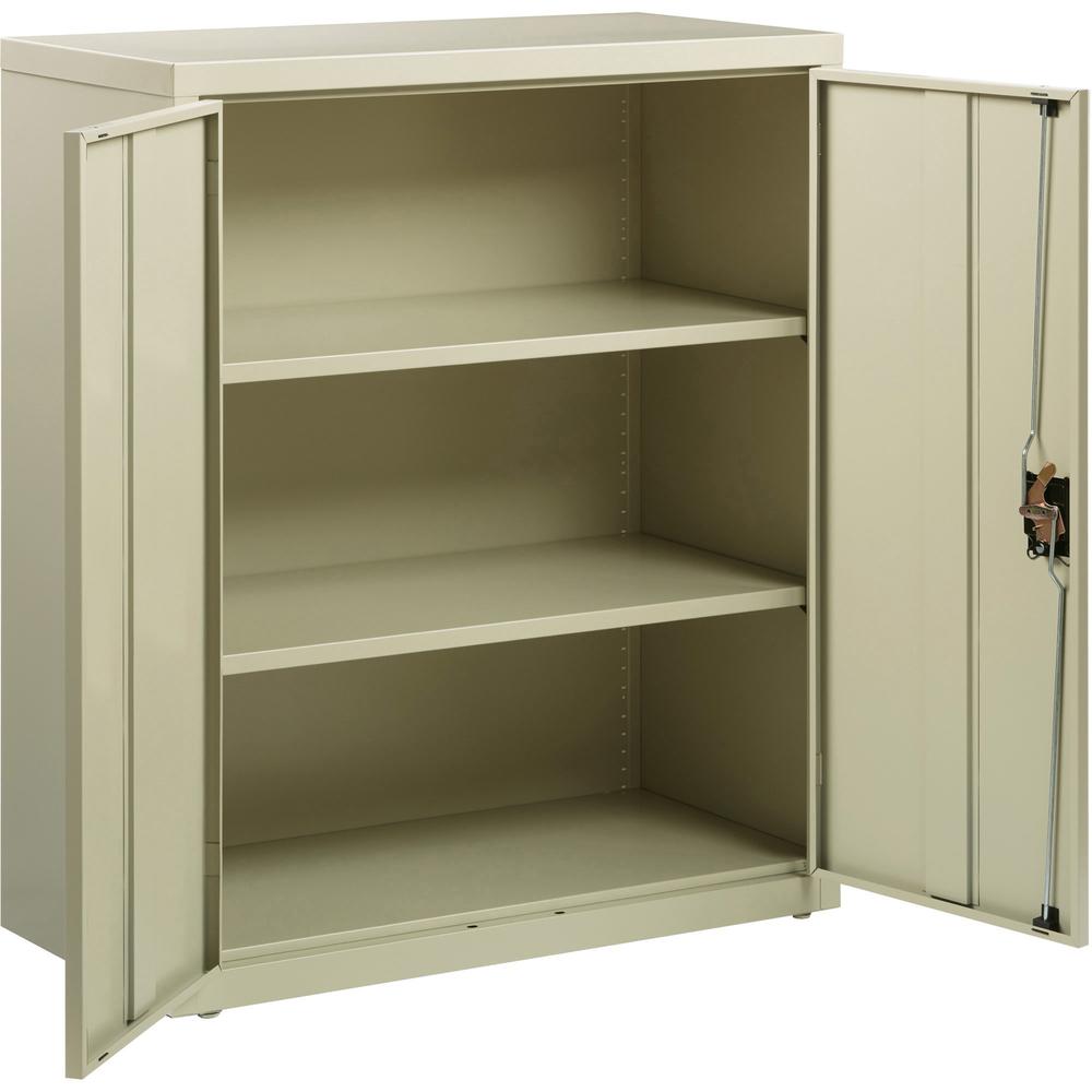 Lorell Fortress Series Storage Cabinets - 18" x 36" x 42" - 3 Shelves - Recessed Locking Handle, Hinged Door - Putty - Powder Coated Steel - Recycled