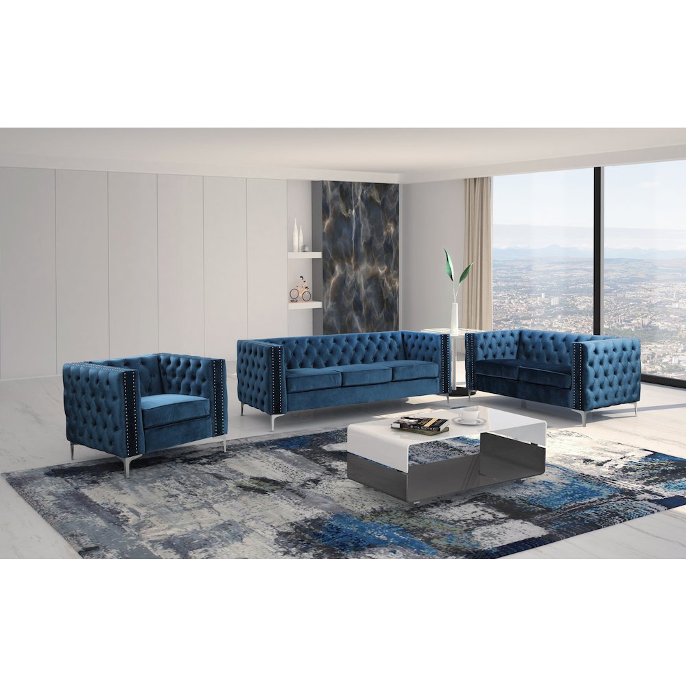 Best Master Furniture Aineias 2 Piece Fabric Sofa And Loveseat Set In Navy