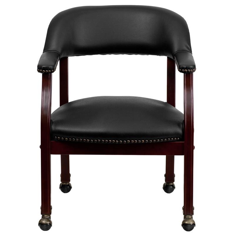 Black Vinyl Conference Chair with Nail Trim and Casters