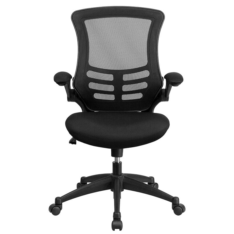 Black Mesh Swivel Ergonomic Task Office Chair with Flip-Up Arms, BIFMA Certified