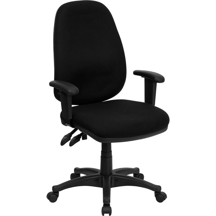 Black Fabric Executive Office Chair with Adjustable Arms