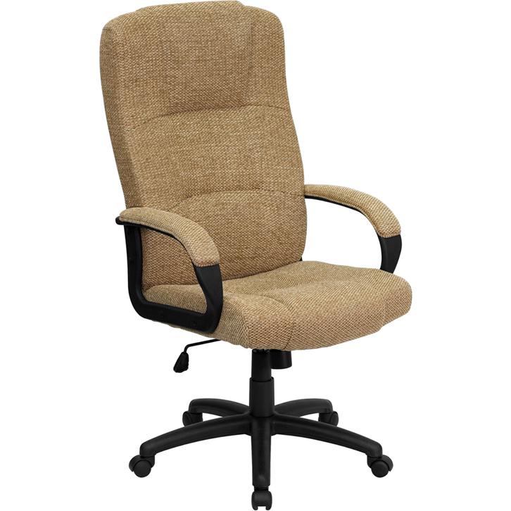Beige Fabric Executive Office Chair with Arms
