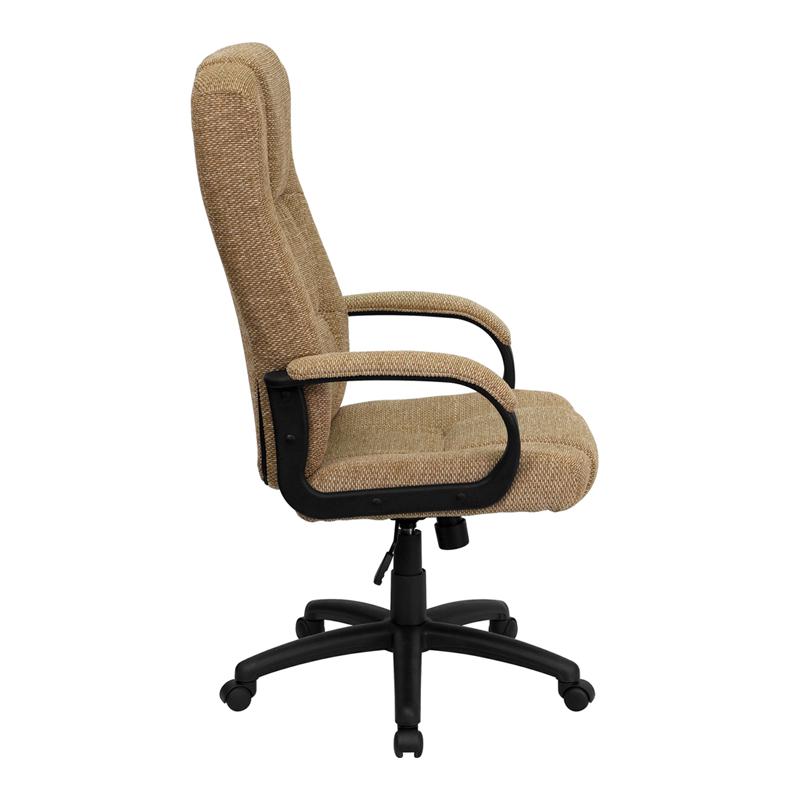 Beige Fabric Executive Office Chair with Arms