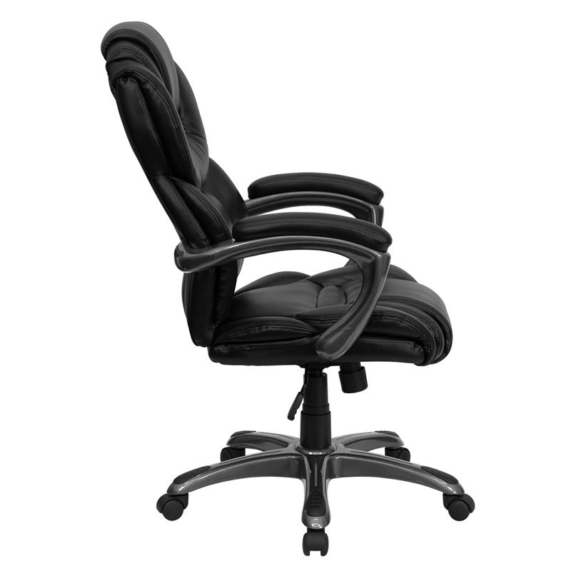 Black LeatherSoft Executive Swivel Office Chair with Arms