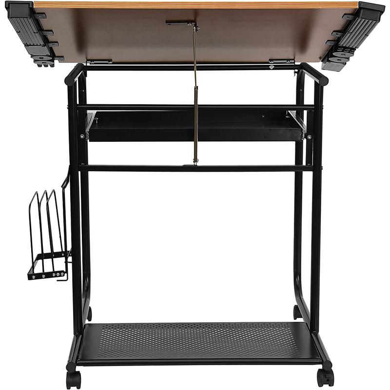 Adjustable Drawing Table with Black Frame and Casters