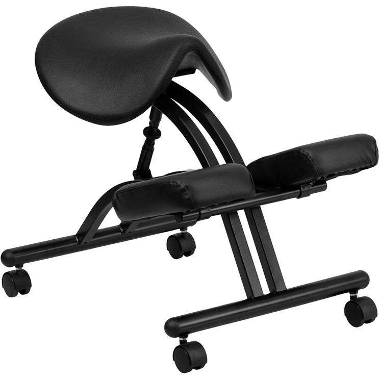 Kneeling Office Chair with Black Saddle Seat