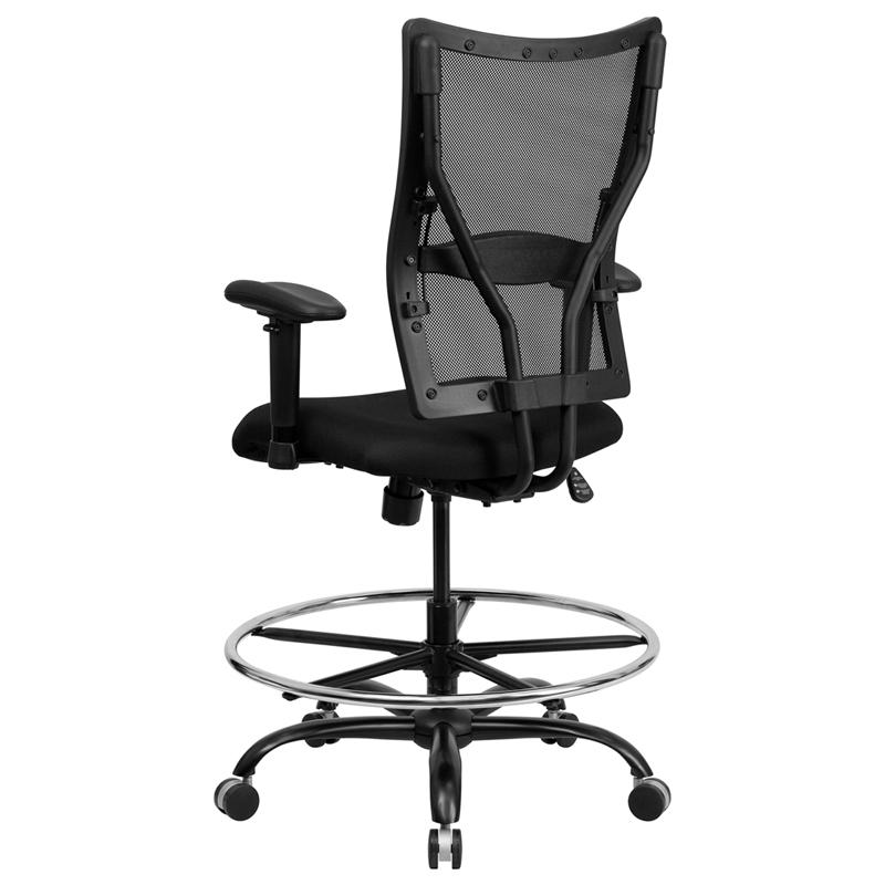 Hercules Series Big & Tall 400 lb. Rated Black Mesh Drafting Chair with Adjustable Arms
