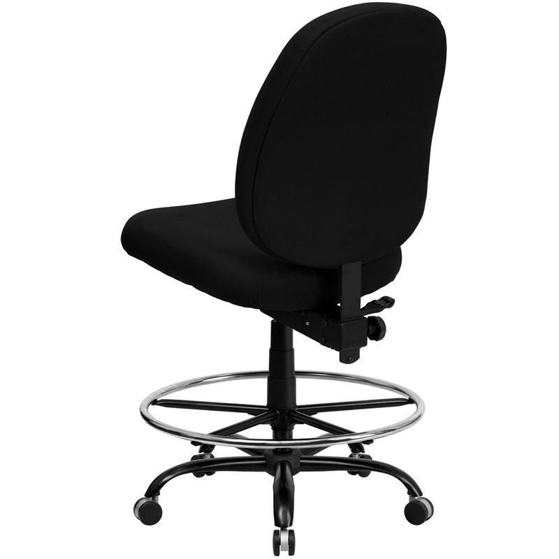 Black Fabric Drafting Chair with Adjustable Back Height