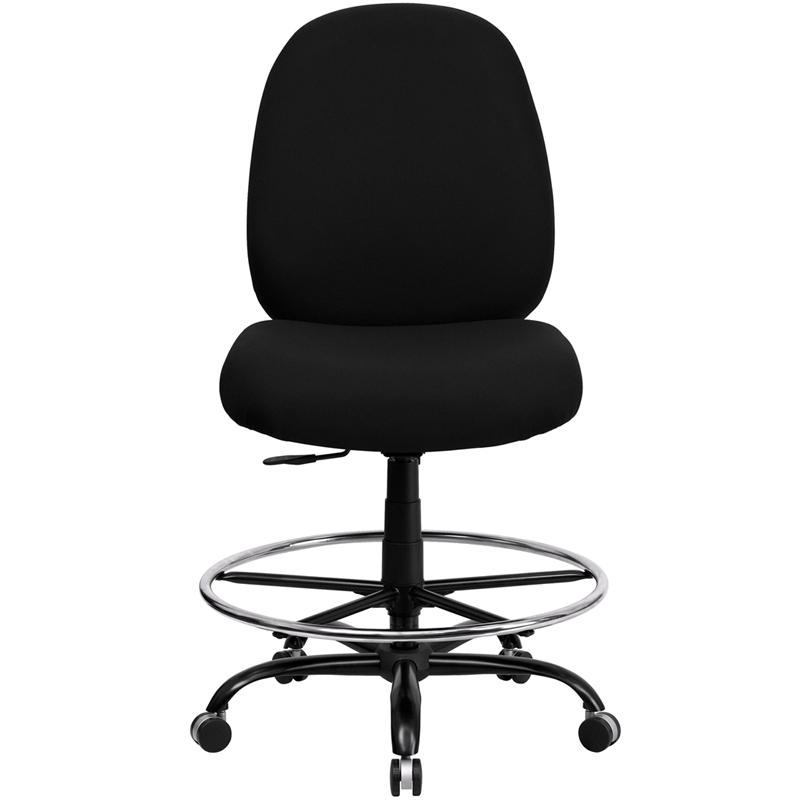 Black Fabric Drafting Chair with Adjustable Back Height