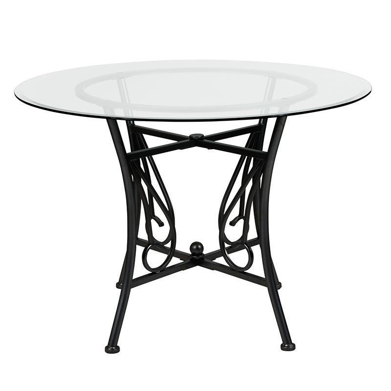 Princeton 42'' Round Glass Dining Table With Black Metal Frame